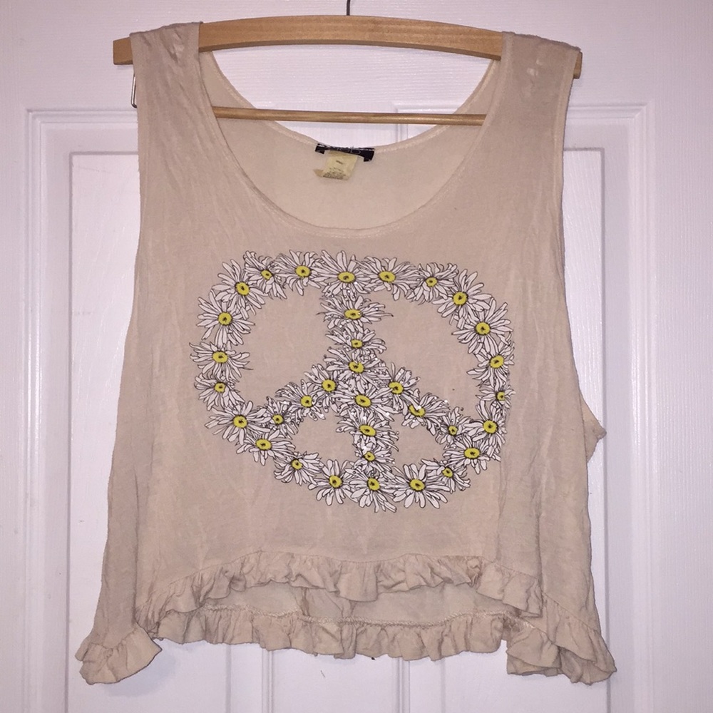 Peace Sign Cropped Tank Top